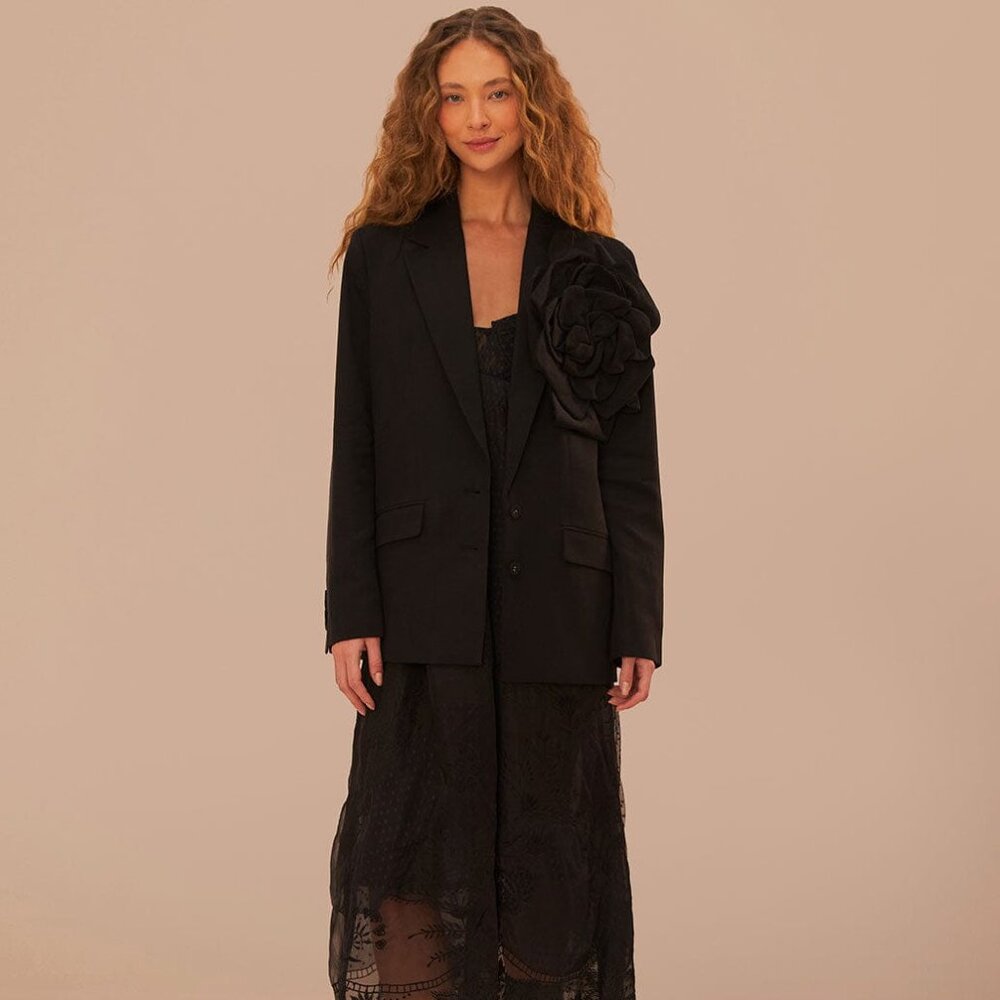 Black Flowered Blazer